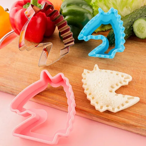 Vista 7 de Cortador de sándwiches y sellador para niños, 4 piezas, desoxidante de pan grande, sándwiches para hacer galletas de frutas y verduras, cortador