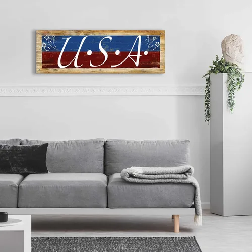 Vista 6 de Epic Art 'USA' de Ed Wargo, arte de pared de vidrio acrílico, 48"x16