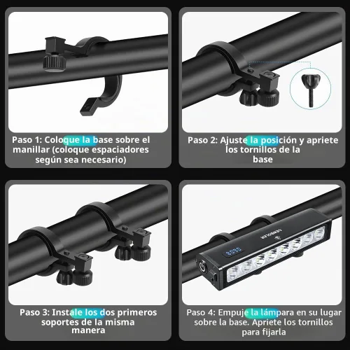Vista 9 de Luces de bicicleta, luz de bicicleta de 4800 lúmenes con 4 modos, 14000 mAh USB-C recargable luz de bicicleta para bicicleta para conducción