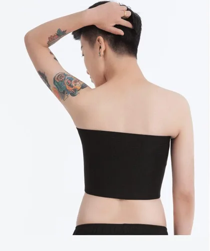 Vista 3 de Tomboy Trans Lesbiana sin tirantes Plus Size Chest Binder Top con banda elástica de 7.9 in