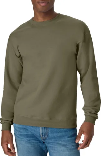 Vista 19 de Hanes Men's Sweatshirt, EcoSmart Fleece Crewneck Sweatshirt, Big & Tall Available, 1 or 2-Pack Marrón (Army Brown)