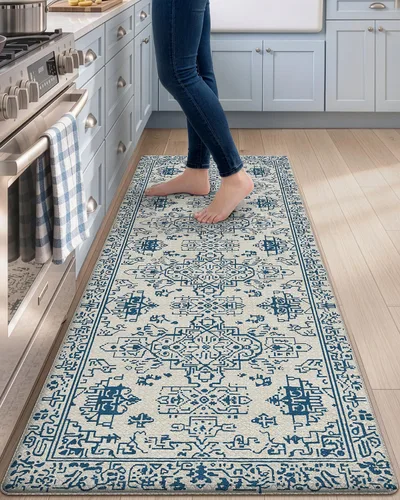 Vista 28 de DEXI Alfombrillas de cocina acolchadas antifatiga, 24 x 87 pulgadas, color Beige claro
