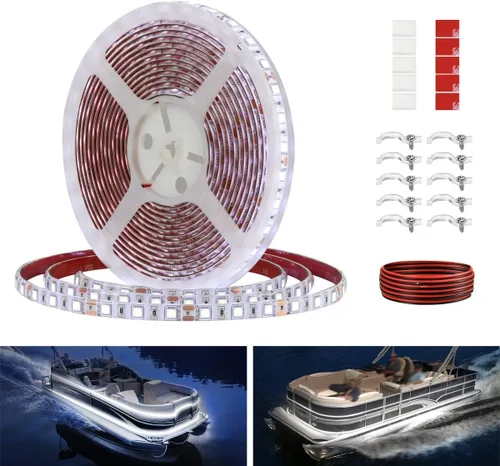 Vista 10 de Tiras de luz LED para pontón, luces LED marinas impermeables de 12V 5M/16.4FT para interior de barco, luz de cubierta de barco para pesca nocturna