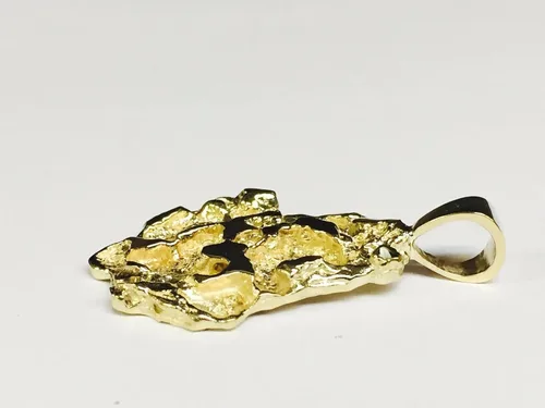 Vista 6 de TEX Colgante de pepita de oro amarillo de 14 k, 1.732x1.063 in
