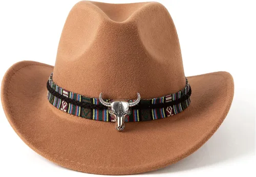 Vista 12 de Sombreros clásicos de vaquera occidental para mujer con cinturón ancho Negro