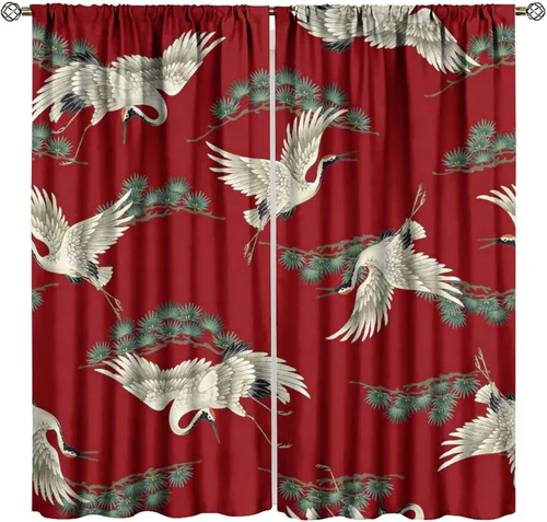 Vista 27 de Cortinas de cerezo, paisaje japonés, árbol de cerezo natural, primavera, dormitorio, sala de estar, ventana, 2 juegos de paneles, 42 x 45 pulgadas