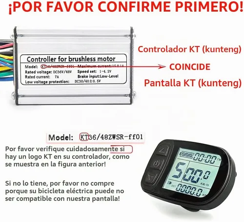 Vista 2 de Medidor de pantalla LCD Ebike KT-LCD5 24 V 36 V 48 V 52 V bicicleta eléctrica Kit de conversión pantalla para controlador KT Enchufe impermeable