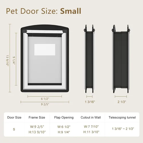 Vista 5 de MAVRICFLEX Puerta para gatos para puerta, marco completamente de acero inoxidable con doble solapa suave y 2 paneles deslizantes de ABS