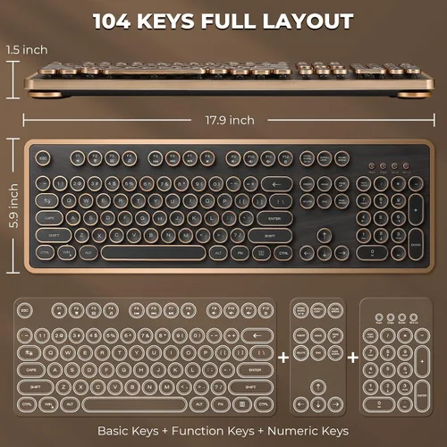 Vista 3 de GLENCREAG Teclado mecánico retro RK104&RK104Q
