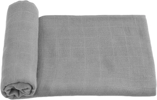 Vista 3 de Manta de muselina 100% viscosa hecha de bambú, color gris sólido, unisex, manta de muselina suave y sedosa, manta de recepción neutra para recién