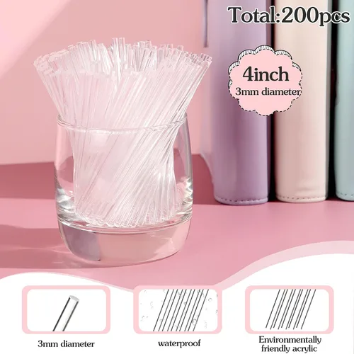 Vista 2 de Zopeal 200 palitos de piruleta acrílicos transparentes para decoración de tartas, dulces, cupcakes, palitos para boda, chocolate, galletas, postres