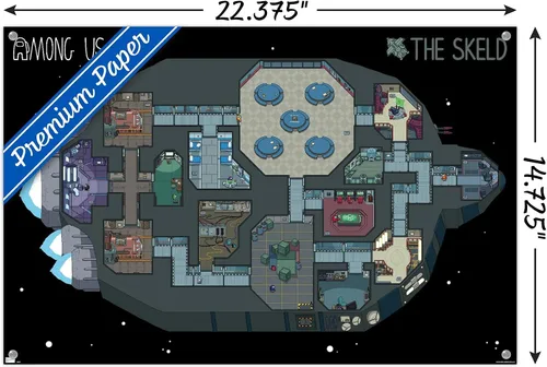 Vista 3 de Among Us - Póster de pared Skeld Map con pasadores