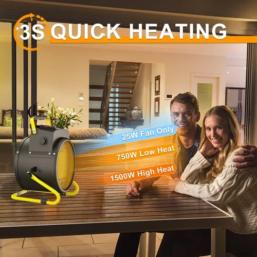 Vista 2 de Calentador para exteriores, calentadores eléctricos portátiles de 1500 W para patio con calentamiento rápido 3S y protección contra