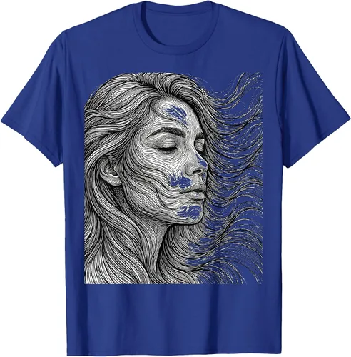 Vista 4 de Wild Hair in the Breeze Illustration T-Shirt Pink