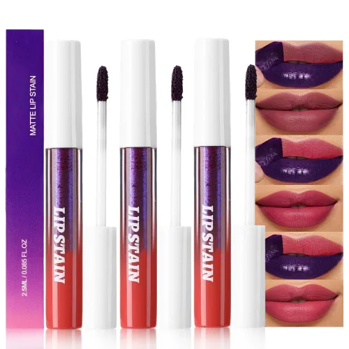 Vista 8 de evpct Tinte labial rosa nude cálido, acabado mate, a prueba de transferencia, delineador de labios que se despega, maquillaje brillante, de larga