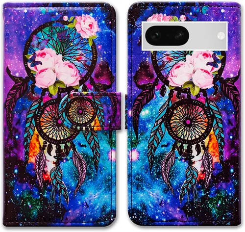 Vista 30 de Bcov Funda para Pixel 7a, diseño de pájaro negro de cuero verde con tapa para teléfono con ranura para tarjetas, soporte para Google Pixel 7a