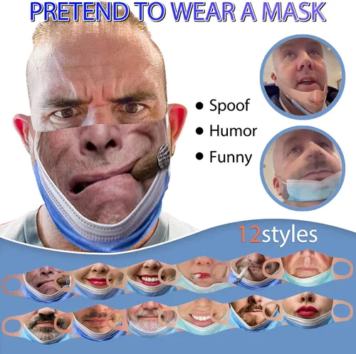 Vista 6 de Maskless Bandit Broma Maskless Máscara para AdultosDivertida Máscara Tirada hacia abajo Broma Boca Cubierta Truco Broma Patrón TIK_Tok Masks