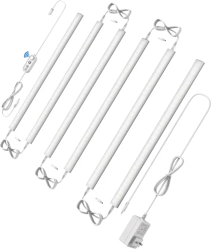 Vista 10 de ASOKO Luces LED regulables para debajo del gabinete, blanco cálido 3000 K, 3 piezas de 12 pulgadas conectables LED enchufe de iluminación