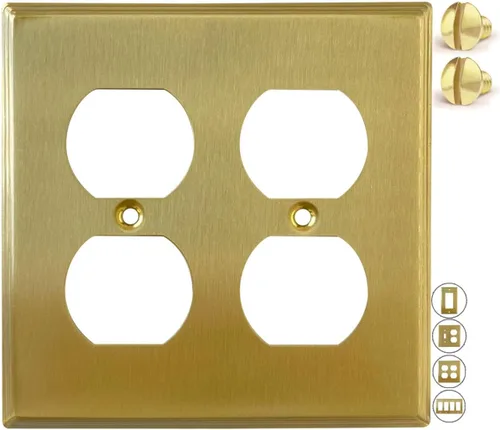 Vista 35 de Rio Salto BRASS Deco Collection - Placa de pared ciega de metal dorado de tamaño estándar, cubierta de salida resistente a la corrosión