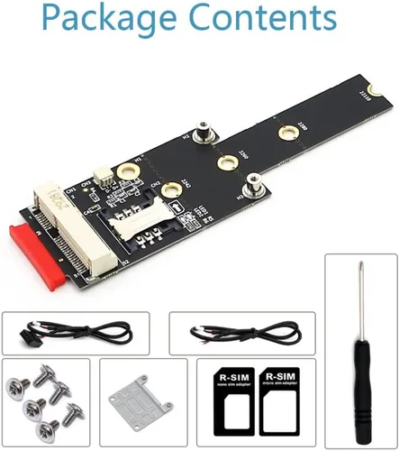 Vista 7 de HLT Mini PCI-E a M.2 (NGFF) Key M Adaptador con ranura para tarjeta SIM