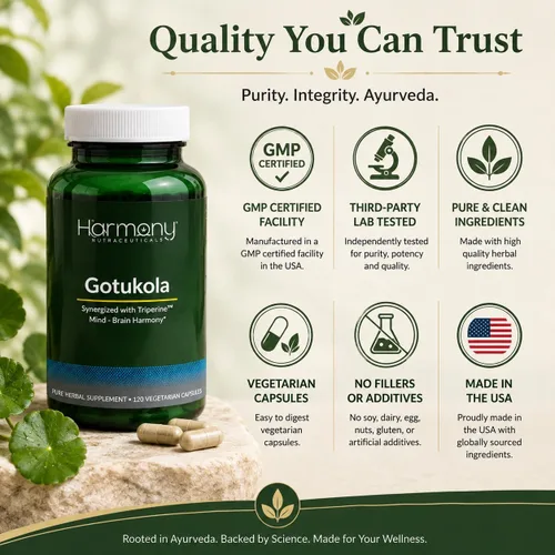 Vista 8 de Harmony Nutraceuticals Gotu Kola Supreme, Centella asiática con triperina, 120 cápsulas vegetarianas, fabricadas en Estados Unidos
