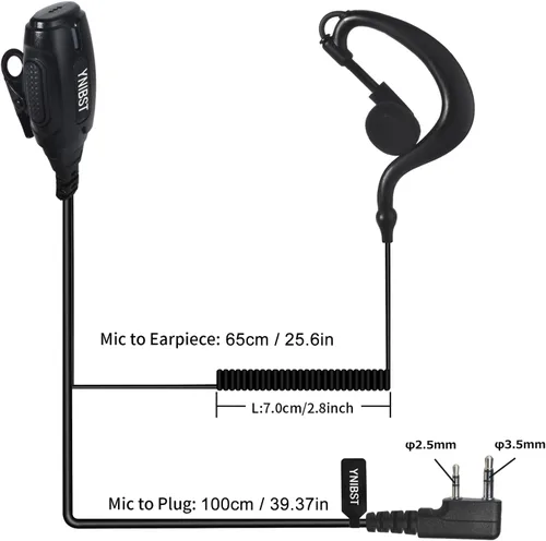 Vista 7 de Walkie Talkie Auricular con micrófono PTT 2-Pin G-forma de auriculares de seguridad