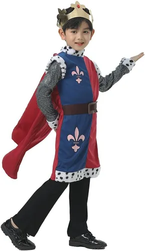 Vista 4 de Disfraz de rey medieval para cosplay, disfraz de Halloween para niños, disfraz de fiesta de carnaval de Purim