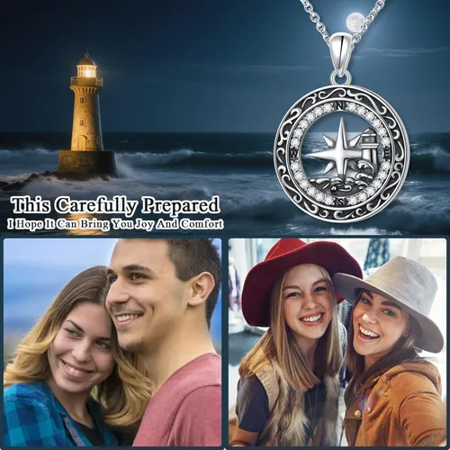 Vista 23 de Alphm Collar con colgante vikingo de plata esterlina S925 para hombres y mujeres, joyería de viaje para graduación, amistad, talismán, joyería