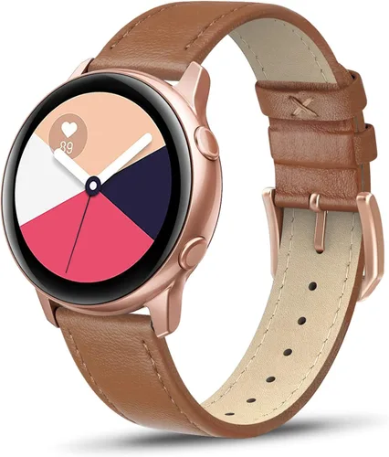 Vista 14 de Correa de piel compatible con Samsung Galaxy Watch 3 de 41 mm / Galaxy Watch Active de 40 mm / Active 2 44mm / Galaxy Watch de 42 mm, 20 mm de piel