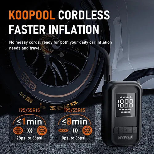 Vista 2 de Inflador de neumáticos portátil, compresor de aire portátil, bomba de aire portátil de 150 PSI para automóvil, bicicleta, motocicleta, pelota, bomba