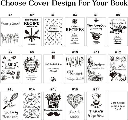 Vista 4 de Libro de recetas de cuero hecho a mano, cuaderno personalizado con nombre grabado, libros de cocina familiares personalizados, aniversario
