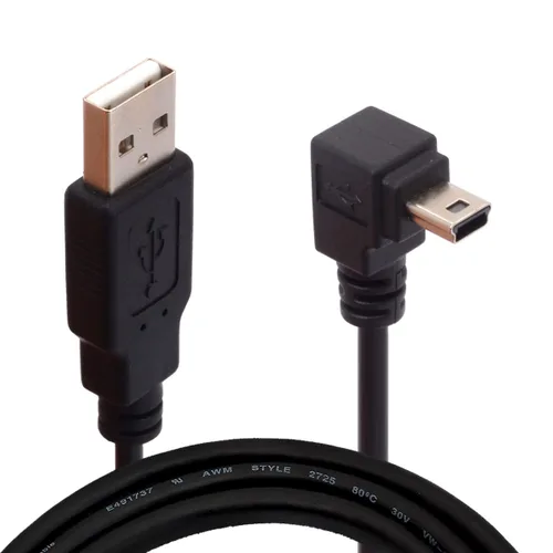 Vista 7 de Cable USB 2.0 A macho a ángulo mini, 90 grados de ángulo descendente Mini 5P Cable de carga de sincronización de datos para Garmin Dash Cam Car