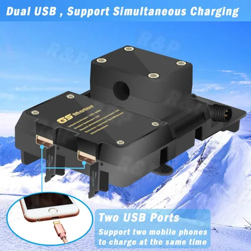 Vista 5 de R&P para BMW R1200GS Soporte de navegación para teléfono móvil ADV F700 800GS CRF1000L África Twin para Honda motocicleta USB carga 12MM montaje