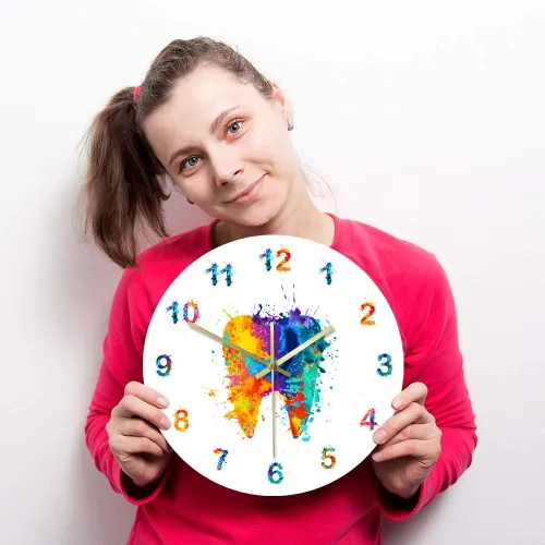 Vista 8 de The Geeky Days Acuarela Pintura Dental Impresión Reloj de Pared Clínica Dental Médica Arte de Pared No Ticking Reloj de Pared Dental Ortodoncista