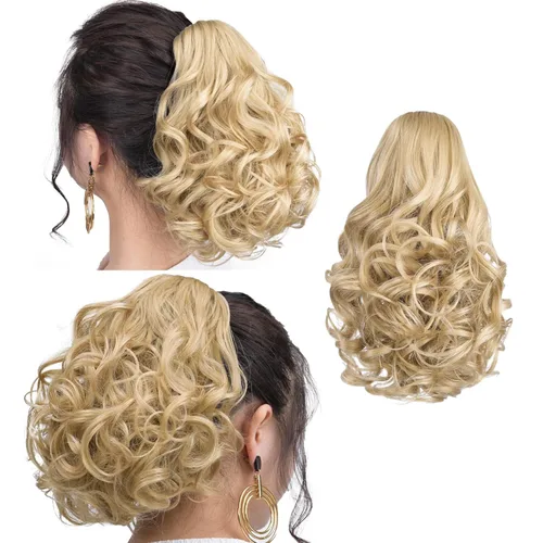Vista 65 de SYXLCYGG Auburn Clip Cola de caballo Clip Cola de caballo Extensión de cola de caballo ondulado 10 pulgadas 3.5 oz pelo sintético falso pieza