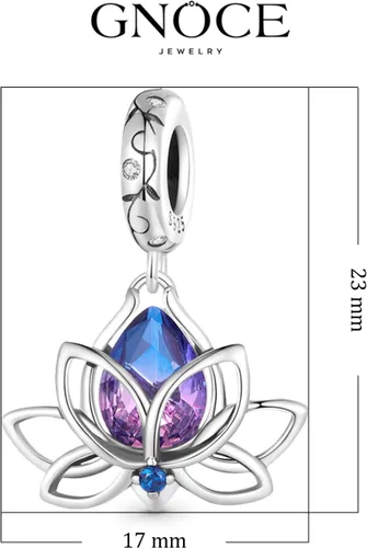 Vista 6 de GNOCE Dijes colgantes de flor de loto, pulseracollar de plata de ley 925, dijes colgantes para mujeres, esposa, regalo de joyería, Plata esterlina