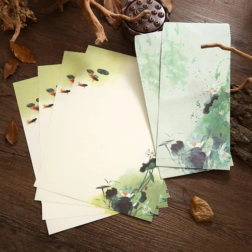 Vista 3 de SCStyle 16 bonitos sobres retro de 8.46 x 4.33 pulgadas, 32 encantadores diseños especiales kawaii estilo chino papelería papel carta de escritura