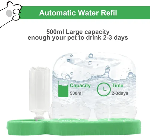 Vista 4 de Cuencos triples para gatos con dispensador de agua, juego de cuencos para agua y alimentos para mascotas con alfombrilla antideslizante, cuencos