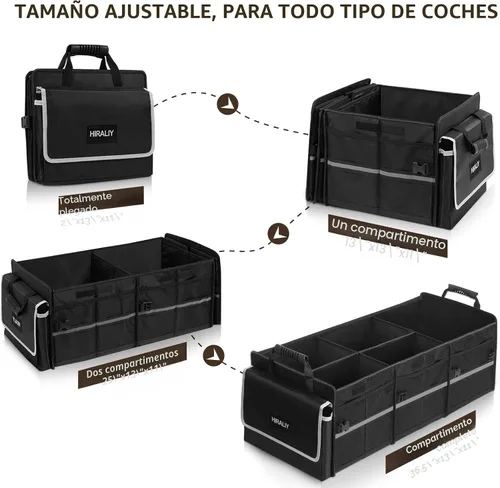 Vista 2 de HIRALIY Organizador de almacenamiento para maletero de automóvil 4 en 1 con bolsa enfriadora a prueba de fugas, caja de almacenamiento plegable