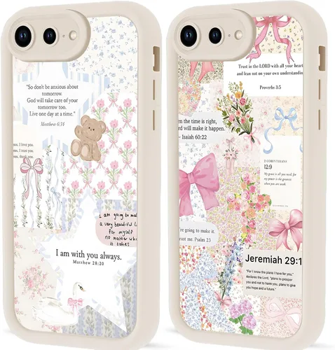 Vista 58 de Paquete de 2 fundas protectoras para iPhone 8 Plus/7 Plus de 5.5 pulgadas con collage de versículos bíblicos de Jesús para mujeres y niñas, diseño