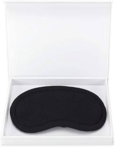 Vista 6 de Jet&Bo Máscara de ojos de cachemira 100% pura negra en caja de regalo Grade A cashmere from Inner Mongolia, soft padded design, hair-friendly