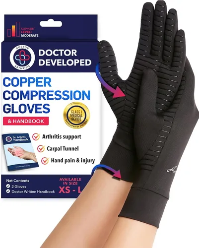 Vista 7 de Doctor Developed Open Finger Arthritis Gloves - Compression gloves, Doctor Written Handbook