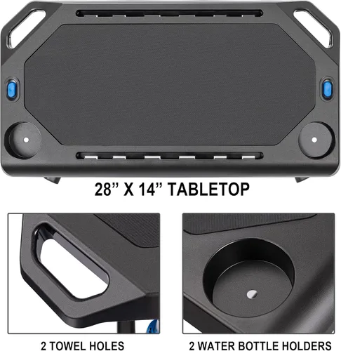 Vista 5 de CXWXC Indoor Cycling Desk - Adjustable Height Bike Deak Laptop Stand Non-Slip Surface - Portable Bike Trainer Fitness Desk with Lockable Wheels