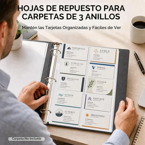 Vista 4 de Dunwell Fundas para tarjetas de visita, paquete de 10 para carpetas de 3