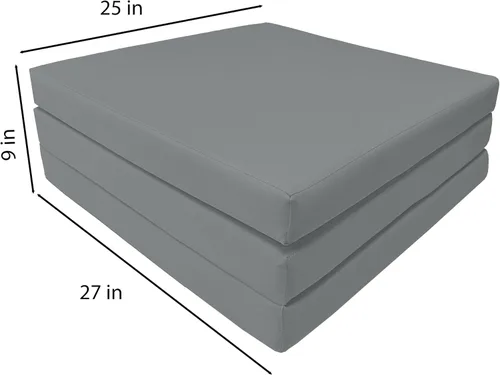 Vista 3 de Colchón tríptico gris, Shikibuton, para cama, de 3 pulgadas de alto x 27 pulgadas de ancho x 75 pulgadas de largo, de 1.8 libras. Colchoneta