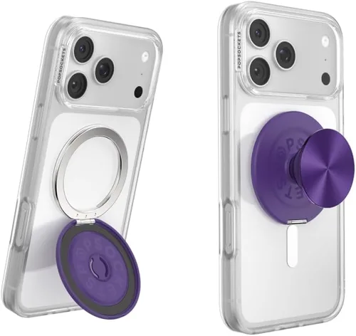 Vista 16 de PopSockets Agarre Kick-Out para MagSafe, Kickstand- Knurl Gunmetal Moleteado Gunmetal