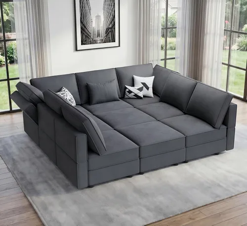 Vista 23 de Vesgantti - Sofás seccionales con asientos de almacenamiento, sofá seccional modular convertible en forma de L de 118" de 4 asientos y 1 otomán