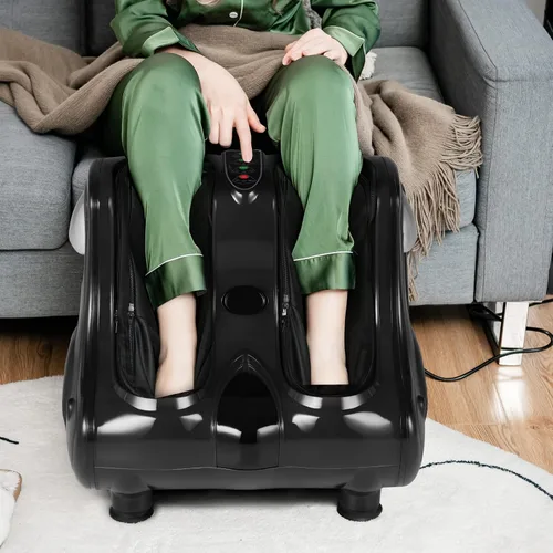 Vista 3 de Giantex Masajeador de pies y pantorrillas con calor, máquina masajeadora de pies Shiatsu con vibración, amasado profundo, modos de intensidad de 3