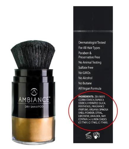Vista 7 de Ambiance - Champú seco natural en polvo y cepillo para cabello rubio, champú teñido de tamaño de viaje sin aerosol, no tóxico, sin benceno
