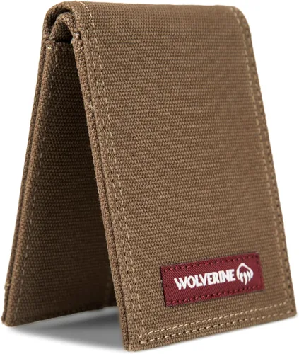 Vista 5 de WOLVERINE Cartera de bolsillo frontal resistente con bloqueo RFID para hombre (disponible en lona de algodón o cuero)